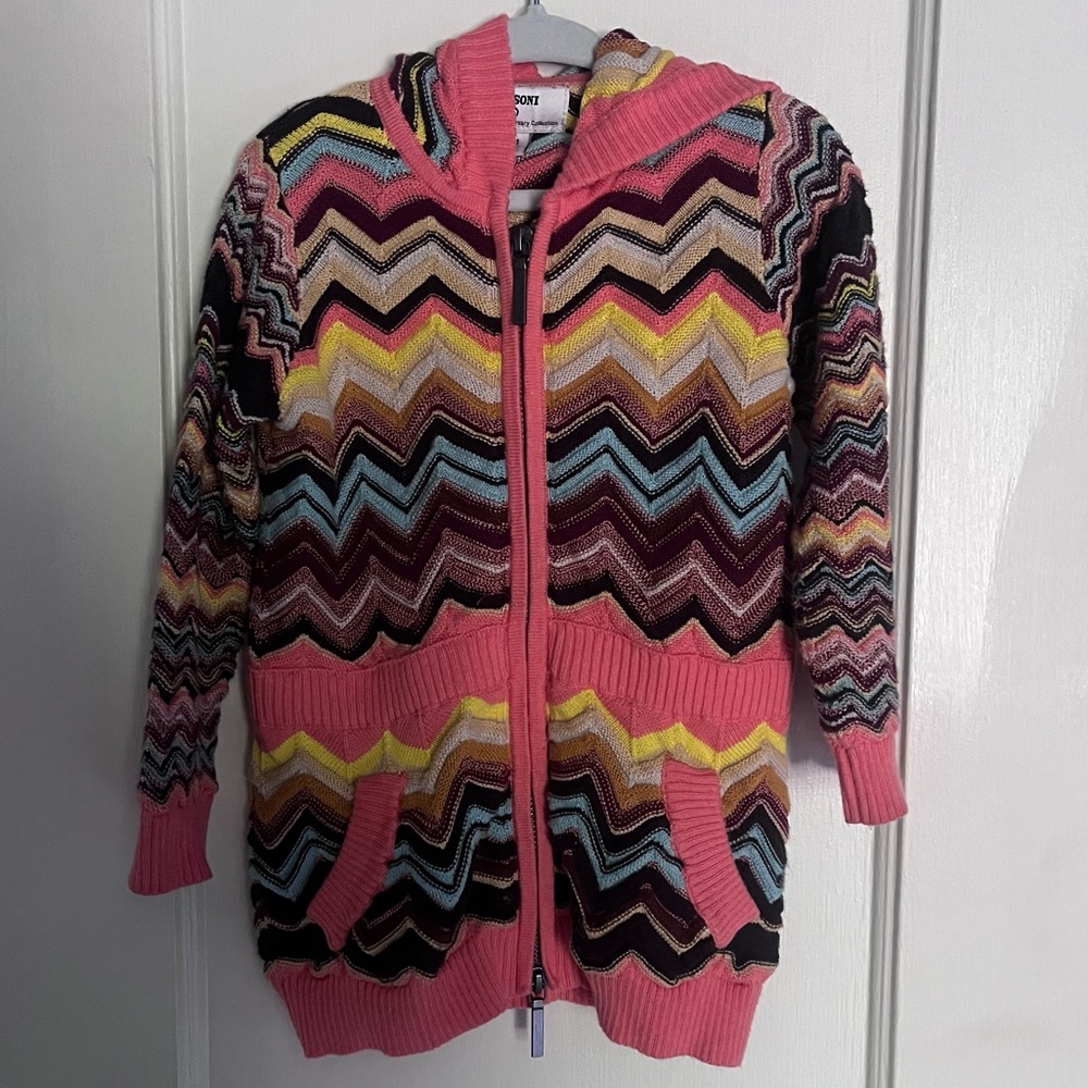 Missoni Target girls multicolor chevron zip up hoodie